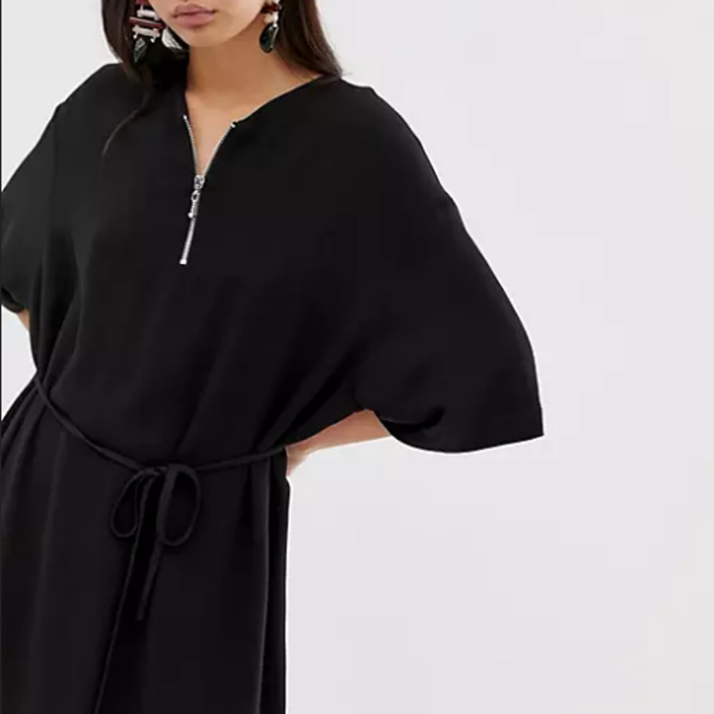 SOLD! WEEKDAY Oversized Tie Waist Smock Dress NWT - Picture 2 of 8